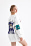 Bugs Bunny Trouble Maker White Oversize Unisex Sweatshirt - Back Printed - 8