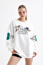 Bugs Bunny Trouble Maker White Oversize Unisex Sweatshirt - Back Printed - 5