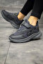 Children's Smoked Black Single Velcro Flexible Light Breathable Unisex Mesh Sneaker Sports Shoes - 2