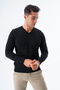 Black Men's Cotton V-Neck Knitwear Sweater - 4