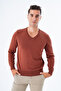 Men's Tan 100% Cotton V-Neck Knitwear Sweater Trist-1102