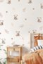 Cute Teddy Bears Flowers and Polka Dots on Swing Kids Baby Room Sticker Set - 3