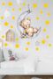 Cute Sleeping on the Moon Teddy Bear and Yellow Stars Kids Baby Room Sticker Set - 2