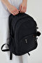 Unisex Crinkle Fabric Waterproof Large Size Multi-Compartment Black Travel Backpack High School Middle School Bag - 7