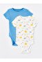Lcw Baby Ecru Printed Crew Neck Printed Baby Boy Snap Fastener Bodysuit 2-Pack (S4)