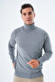 Dark Gray Men's Cotton Turtleneck Sweater - 3