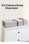 (Set of 4) Drawer Cabinet Organizer Box Gray Striped Organizer Box