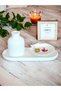 Striped Concrete Vase, Oyster Jewelry Plate, Set of 3 with Oval Tray, Decorative Raw White - 4