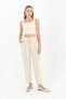 Women's Elastic Waist Lace Aerobin Carrot Cut Beige Pants 18102 - 2
