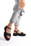 Women's Black Merly High Sole Orthopedic Ankle Sandals - 3