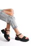 Women's Black Merly High Sole Orthopedic Ankle Sandals - 6