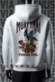 Muay Thai Front and Back Printed 3 Thread Wide Fit White Hooded Sweatshirt