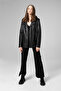 Wm020 Savaki̇ Real Leather Collar Fur Women's Coat - 4