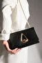 Women's Hand&Shoulder Bag Gold Chain Strap Mitoz Black - 2