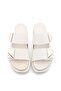 Women's Genuine Leather Daily Buckle Velcro Slippers Foil Ecru - 6