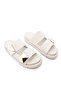 Women's Genuine Leather Daily Buckle Velcro Slippers Foil Ecru - 5