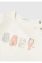Baby White Mix Front Water Printed Long Sleeve T-Shirt with Hidden Buttons - 3