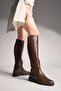 Women's Knee-Length Zippered Daily Boots Helas Brown - 4