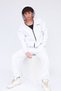 White Raised Oversize Hooded Zippered Sweatshirt