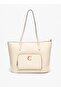 Solid Tote Bag with Front Pocket and Zip Closure - W 12 x H 26 x D 30 cm