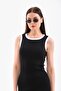 Black and White Piping Body-Fitting Sleeveless Knee-Length Ribbed Flexible Thick Strap Camisole Dress - 8