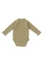Long Sleeve Double Breasted Bodysuit Newborn Khaki Organic Cotton - 2