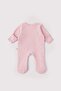 Corduroy Baby Rompers with Gloves and Booties Pink - 3