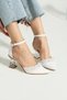 Women's White Skin Pearl Bead Detailed Evening Dress Shoes - 4