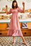 Women's Powder Top Elastic Square Collar Bodrum Dress ELB-19001557 - 3