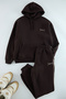 Kahverengi Oversize/Geniş Kesim Kapüşonlu Nakışlı İçi Polar Sweatshirt Eşofman Takım TMNAW24EM00000 - 3