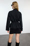 Oversize Black Stone Detailed Denim Jacket - Elastic Waist Twoaw25Ce00047 - 10