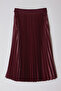 Burgundy Elastic Elastic Waist Pleated Woven Plus Size Skirt Tbbaw25Az00013 - 7