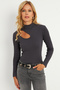 Women's Anthracite Cross Neck Half Fisherman Blouse B1404 - 7