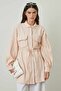 Orange Linen Shirt with Drawstring Detail - 7