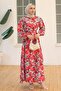 Mokashopin Patterned Dress Gray-Red - 10067.1778. - 6