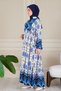 Alaçatı Dress Hijab Dress Summer Dress Shawl Pattern Dress Water Pattern Dress - 3