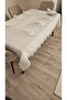 Luxury Gardenia Linen 8-Person 18-Piece Heart Patterned Heavy Lace Stain-Resistant Tablecloth - 3