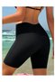 Women's Black High Waist Daily Sports Sea Pool Short Biker Leggings with a Slimming Effect - 2