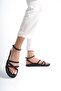 Women's Three Twist Pattern Striped Shiny Black Comfortable Low Flat Sole Summer Women's Black Sandals Slippers