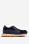 Men's Thick Sole Lace-Up Comfort Casual Shoes Real Leather Mc 20418 Dark Blue