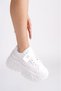 White Lace-Up High Sole Skin Casual Women's Sneaker Sports Shoes - 4
