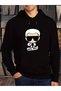 Men's Printed Oversize Hooded Black Ribbon Thick Sweatshirt