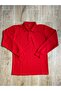 Red Unisex 100% Cotton Polo Collar Long Sleeve School T-Shirt