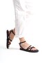 Women's Three Twist Pattern Striped Shiny Black Comfortable Low Flat Sole Summer Women's Black Sandals Slippers - 3