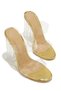 Women's Gold Gold Transparent 10 cm Transparent Square Heels Round Toe Stiletto Shoes Sandals Slippers - 2