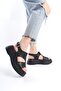 Black High Sole Closed Side Open Buckle i Summer Women's Wedge Heeled Sandals - 5