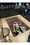 Vintage Persian Carpet Themed Woven Base Decorative Carpet with Mira Sculpture Figure 5798