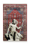 Vintage Persian Carpet Themed Woven Base Decorative Carpet with Mira Sculpture Figure 5798 - 2