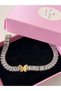 Non-Tarnish Steel Baguette Jewelled Butterfly Waterway Bracelet