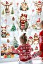 New Year Glass Wall Sticker Set with Snowy Forest Winter Concept, Cute Animals New Year Sticker - 3